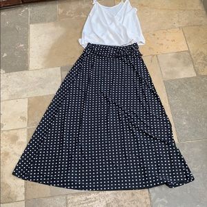 Skirt: Black with White Squares.